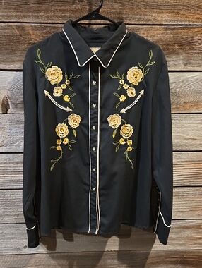 Scully Western Embroidered Retro Vintage Style Cowgirl Shirt Size XXL